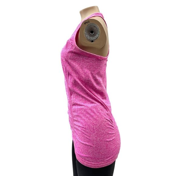 Athleta Women Fastest Track Racerback Tank Top Scoopneck Ruched Heathered Pink S - Picture 4 of 10